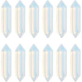 12шт. граненые опаловые двойные наконечники, для проволоки, свернутой подвесками решений, нет отверстий / незавершенного