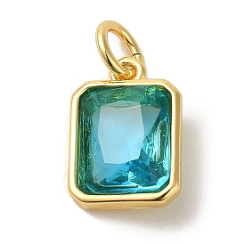Brass Micro Pave Sky Blue Cubic Zirconia Pendants, Real 18K Gold Plated