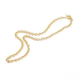 304 Stainless Steel Rolo Chain Necklaces, with Brass Spring Ring Clasps