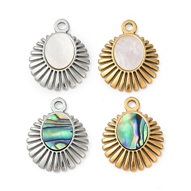 304 подвески из натуральной ракушки из нержавеющей стали, овальные амулеты, ионное покрытие (ip)