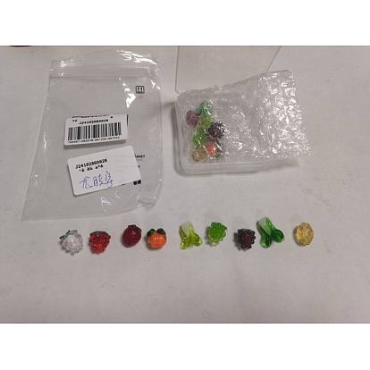 18Pcs 9 Styles Autumn Theme Handmade Lampwork Beads, Mixed Shapes