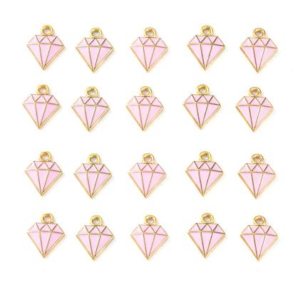 20 piezas de dijes de esmalte de aleación de oro claro, dimond