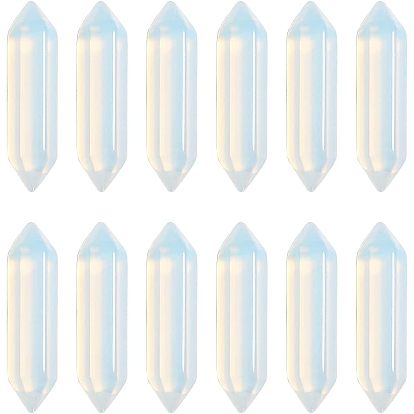 12шт. граненые опаловые двойные наконечники, для проволоки, свернутой подвесками решений, нет отверстий / незавершенного