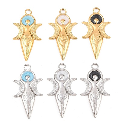304 нержавеющей стальной эмали подвески, оберег тройной богини луны