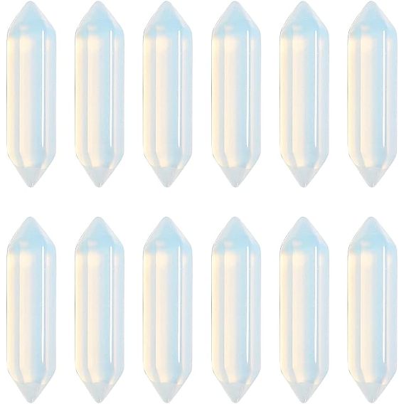 12шт. граненые опаловые двойные наконечники, для проволоки, свернутой подвесками решений, нет отверстий / незавершенного