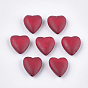 Painted Natural Wood Beads, Heart