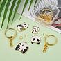 DIY Panda Pendant Keychain Making Kits, Including Panda Shape Alloy Enamel Pendants, Iron Open Jump Rings & Split Key Rings