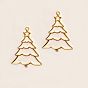 Zinc Alloy Open Back Bezel Pendants, For DIY UV Resin, Epoxy Resin, Pressed Flower Jewelry, Long-Lasting Plated, Christmas Tree