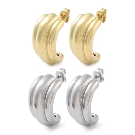 304 Stainless Steel Arch Stud Earrings, Half Hoop Earrings