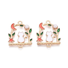 Эмалированный сплав с имитацией жемчуга из АБС-пластика, задняя часть кота с подвесками-подвесками, без кадмия и без свинца, золотой свет