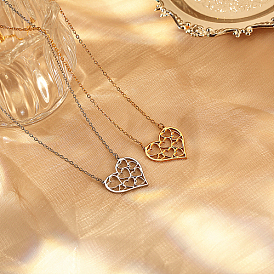 Stainless Steel  Pendant Necklaces, Hollow Heart