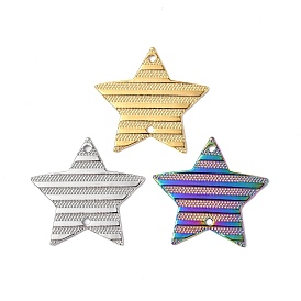 304 Stainless Steel Connector Charms, Striped Star Links