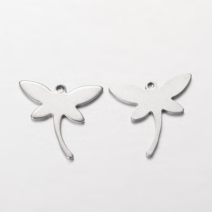 Dragonfly 304 Stainless Steel Pendants, 18x18.5x1mm, Hole: 1mm