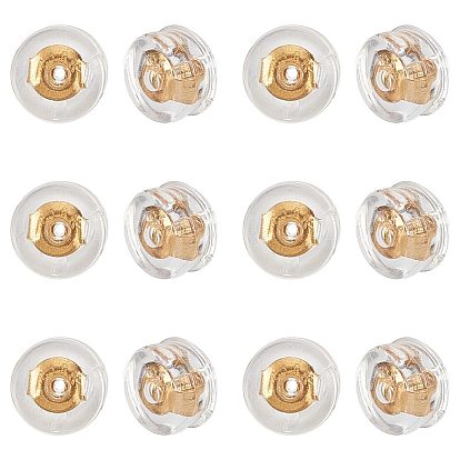 40 силиконовые гайки для ушей, спинки для серьги, с латунной фурнитурой , полукруглый