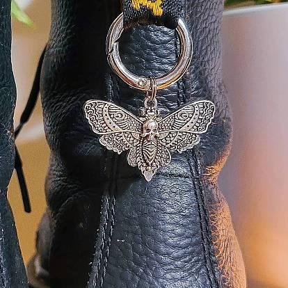 Moth Alloy Shoe Charms, with Spring Gate Rings, for Shoe Decoration