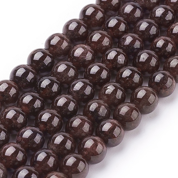 Natural Garnet Bead Strands, Grade B, Round, 15.5 inch