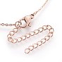 304 Stainless Steel Initial Pendant Necklaces, with Glass Rhinestone, Letter, Crystal, Rose Gold