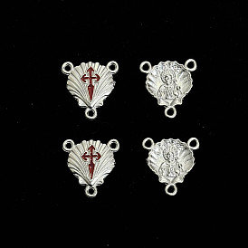 Legierung Schmelz Kronleuchter Komponente Links, Muschelform mit Kreuz und Heiligem
