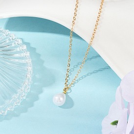 304 ожерелья с подвесками в форме слезы из нержавеющей стали и пластика, белые