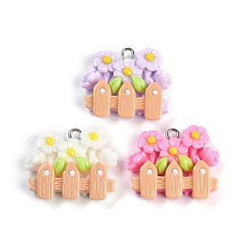 Подвески из смолы, с железной платиной петлей, цветок и забор