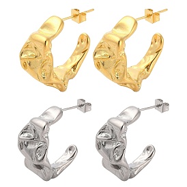 304 Stainless Steel Twist Stud Earrings, Half Hoop Earrings