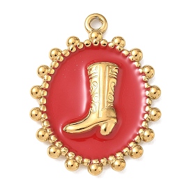 304 Stainless Steel Enamel Pendants, Oval & Cowboy Shoes Charms, Golden