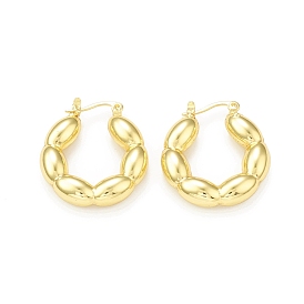 Rack Plating Brass Oval Wrap Hoop Earrings for Women, Cadmium Free & Lead Free