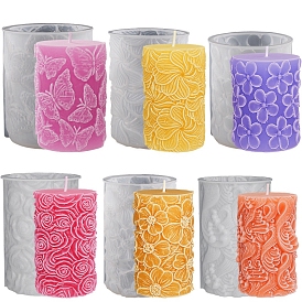 Moldes de vela de silicona diy, para hacer velas perfumadas, columna con patrón de ondas/flores/mariposas