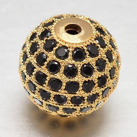 CZ Brass Micro Pave Cubic Zirconia Round Beads
