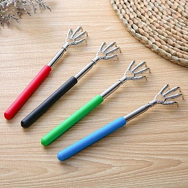 Portable Telescoping Stainless Steel Back Scratcher, with PVC Plastic Handle, Extendable Back Massager Tool