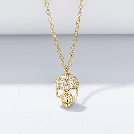 Skull Pendant Necklace with Diamond - Hip-hop, European and American, Clavicle Chain.