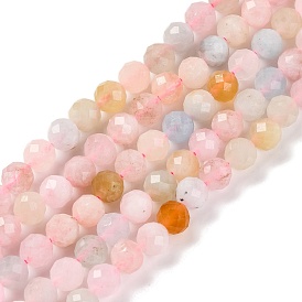 Natural Morganite Beads Strands, Faceted, Round