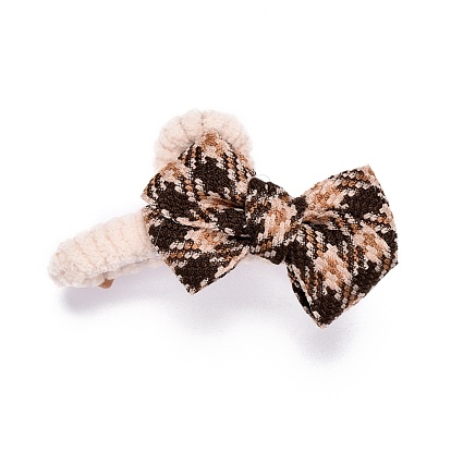 Plastic Claw Hair Clips, Covered with Wool and Cloth, Bowknot & Heart