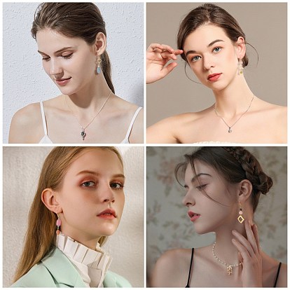 SUNNYCLUE DIY Gemstone Earring Making Kits, Including Natural Gemstone Beads, Brass Links & Pendants & Earring Hooks, Iron Spacer Beads, Alloy Bead Caps & Links