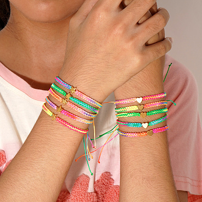 Регулируемые плетеные браслеты из полиэфирной нити, немагнитные гематитовые звездочки для девочки