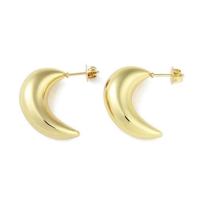 Ion Plating(IP) 304 Stainless Steel Stud Earrings for Women, Moon