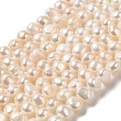 Natural Cultured Freshwater Pearl Beads Strands, Two Sides Polished, Grade 3A+