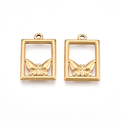 304 подвески из нержавеющей стали, ионное покрытие (ip), прямоугольник с подвесками в виде бабочек