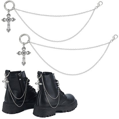 2шт. латунные витые цепи цепи для ремней для обуви, крестик, Сплав с застежками когтя омара