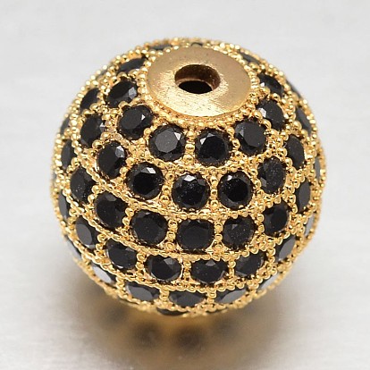 CZ Brass Micro Pave Cubic Zirconia Round Beads