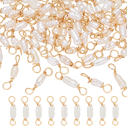 60шт. Подвески с разъемом из натурального культивированного пресноводного жемчуга, с медной проволокой