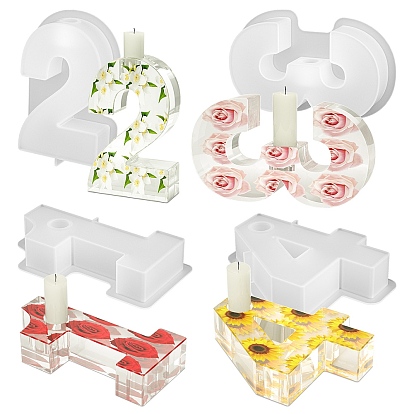 Number 0~8/Sign & Candle Holder DIY Silicone Molds, Resin Casting Molds, for UV Resin, Epoxy Resin Craft Making