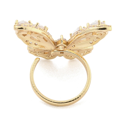 Латунные микро проложить манжеты кольца кубического циркония, открытое кольцо для женщин, долговечный, бабочка