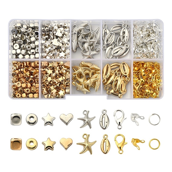 DIY Jewelry Making Finding Kit, Including CCB Plastic Beads & Pendants, Alloy Beads & Lobster Claw Clasps, Iron Jump Rings & Bead Tips