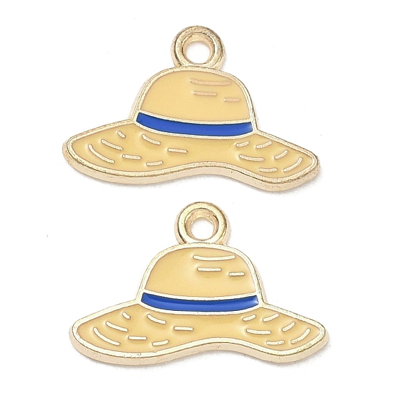 Alloy Enamel Pendants, Beach Hat Charms
