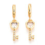 Латунное микропейв с кубическим цирконием европейские подвески с подвесками, Сердце ключевых, Подвески с большими отверстиями