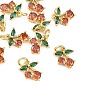 SHEGRACE Brass & Cubic Zirconia Charms, Cadmium Free & Nickel Free & Lead Free, Cherry Charms