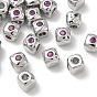SHEGRACE Brass Cubic Zirconia Beads, Cube, Cadmium Free & Lead Free & Nickel Free