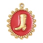 304 Stainless Steel Enamel Pendants, Oval & Cowboy Shoes Charms, Golden