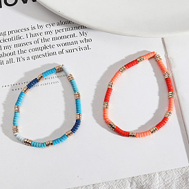 Bohemian Resin Alloy Round Charm Bracelet for Women - Fashionable and Personalized Jewelry